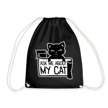 Demandez-moi pour mon chat Chat Amour des animaux Animaux - Sac de sport léger - noir - Devant