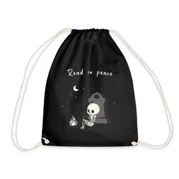 Lire en paix – Squelette près du feu - Sac de sport léger - noir - Devant