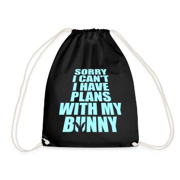 Sorry I Can't I Have Plans With My Bunny Hase Logo - Turnbeutel - Schwarz - Vorne