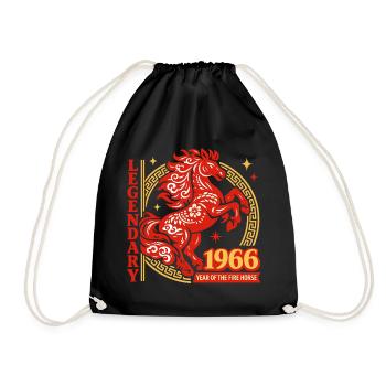 1966 Fire Horse Legend 60th Birthday Gift - Drawstring Bag - black - Front