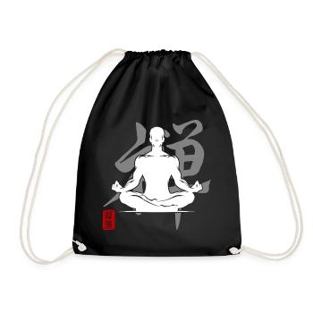Yoga Silhouette Zen Meditation Kanji Entspannung - Turnbeutel - Schwarz - Vorne
