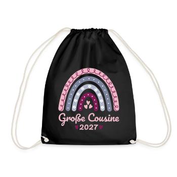 Große Cousine 2027 Boho Regenbogen pastell - Turnbeutel - Schwarz - Vorne