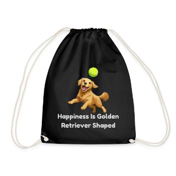 Golden Retriever Joy Tennis - Drawstring Bag - black - Front