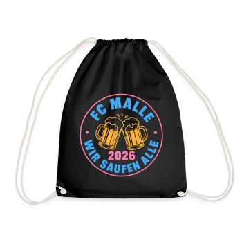 Malle 2026 FC Malle wir saufen alle - Turnbeutel - Schwarz - Vorne