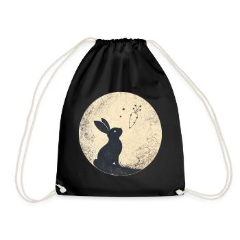 Moon bunny with carrot stars - Drawstring Bag - black - Front