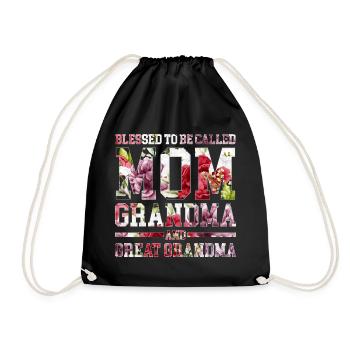 Blumen MOM Großmama Design Great Grandma - Turnbeutel - Schwarz - Vorne