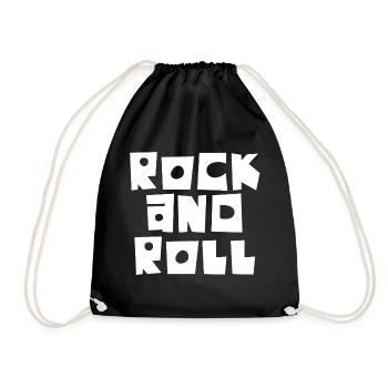 Rock and Roll Block Typography - Drawstring Bag - black - Front