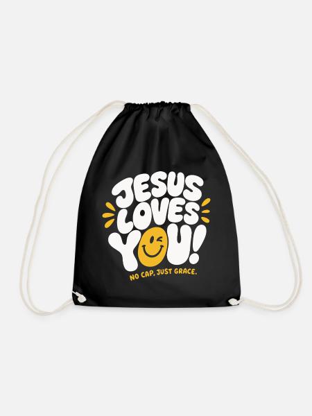 Jesus Loves You Grace Design - Turnbeutel - Schwarz