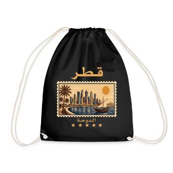 Katar Doha Vintage Reisemarke - Turnbeutel - Schwarz - Vorne