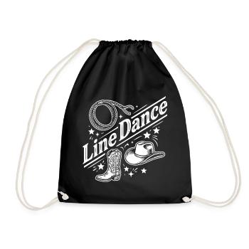 Line Dance Western Boots Hat Logo - Turnbeutel - Schwarz - Vorne