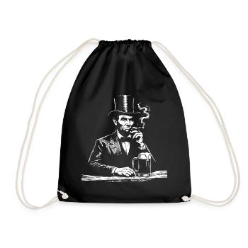 Abraham Lincoln raucht Zigarre - Turnbeutel - Schwarz - Vorne
