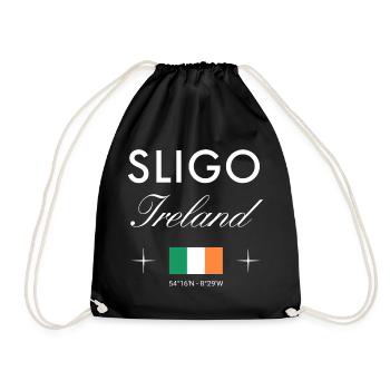 Sligo Ireland Coordinates Travel Souvenir - Drawstring Bag - black - Front