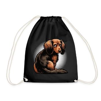 Long-haired Dachshund Dachshund Holder Dachshund Tekkel - Drawstring Bag - black - Front