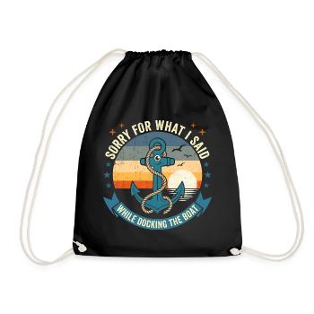 Funny Boat Docking Humor: Vintage Anchor Apology T - Turnbeutel - Schwarz - Vorne