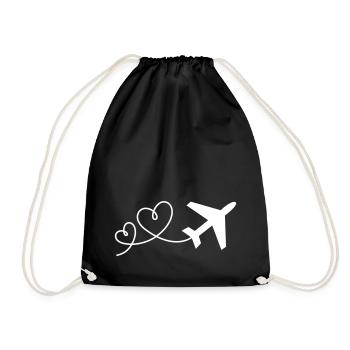 Avion avec des cœurs (les couleurs peuvent être changées) - Sac de sport léger - noir - Devant