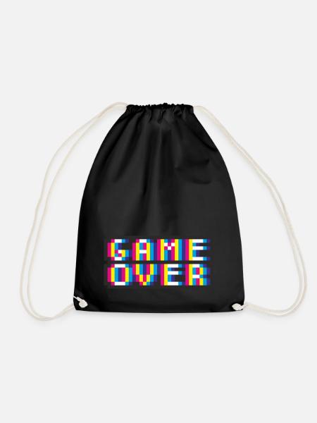 Pixelart No. 20 (Game Over) - colored - Drawstring Bag - black