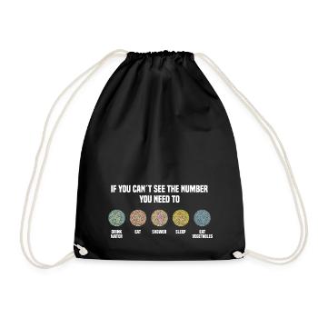 Ishihara Numbers - Eat Vegetables - Drawstring Bag - black - Front