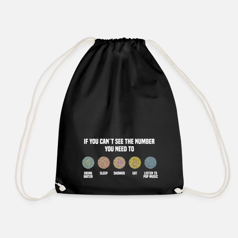 Ishihara Numbers - Listen To Pop Music - Drawstring Bag - black