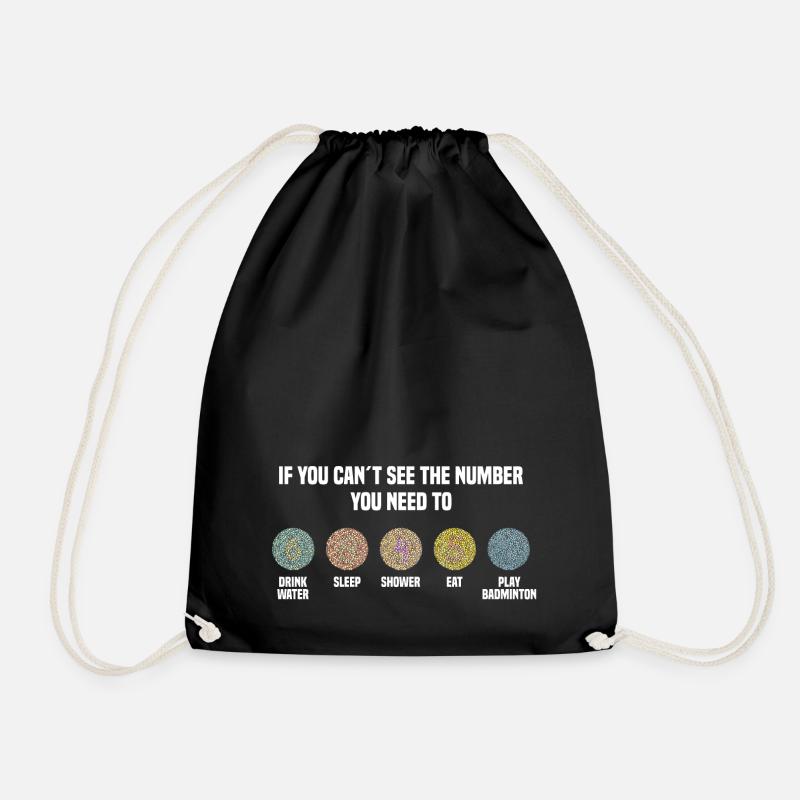 Ishihara Numbers - Play Badminton - Drawstring Bag - black
