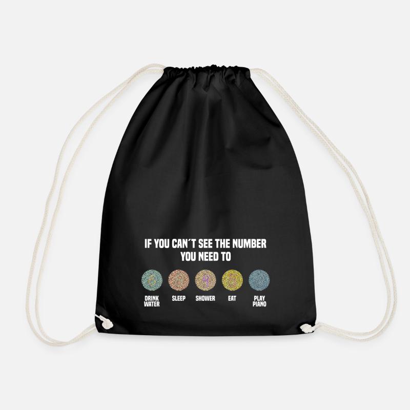 Ishihara Numbers - Play Piano - Drawstring Bag - black