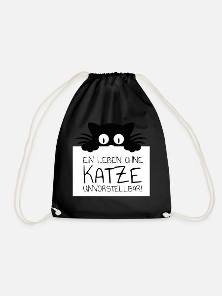 Ein Leben ohne Katze unvorstellbar! Geschenk - Turnbeutel - Schwarz