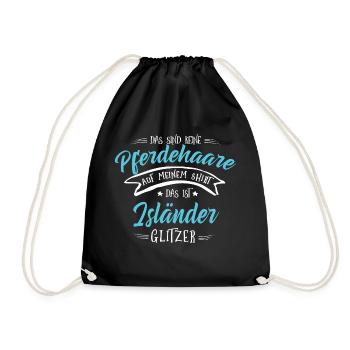 Isländer Pferde Shirt-Glitzer - Turnbeutel - Schwarz - Vorne