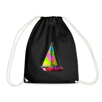 Buntes Segelboot - Turnbeutel - Schwarz - Vorne