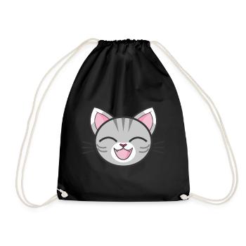 Laughing cat - Drawstring Bag - black - Front