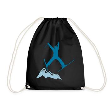 ski jump / ski jumper mountains - Drawstring Bag - black - Front