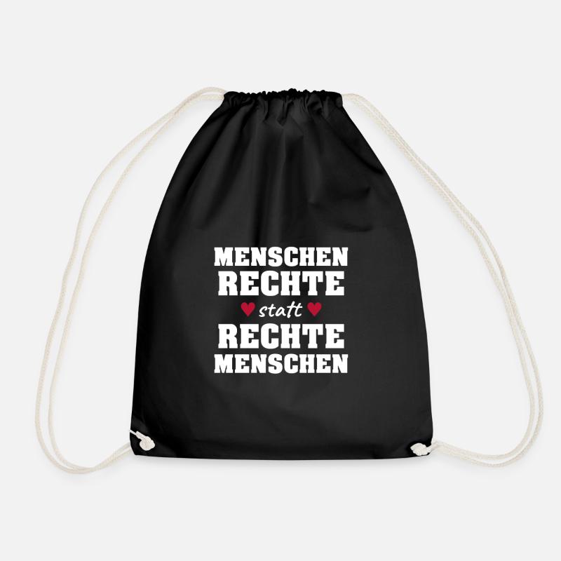Menschenrechte statt Rechte Menschen! - Turnbeutel - Schwarz