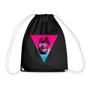 Monkey Gorilla Sunglasses Pop Art Cartoon Gift - Drawstring Bag - black - Front