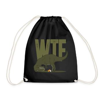 Dino Dinosaurier T Rex Tyrannosaurus WTF Geschenk - Turnbeutel - Schwarz - Vorne