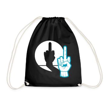 Schattenspiel Mittelfinger provokation Geschenk - Turnbeutel - Schwarz - Vorne