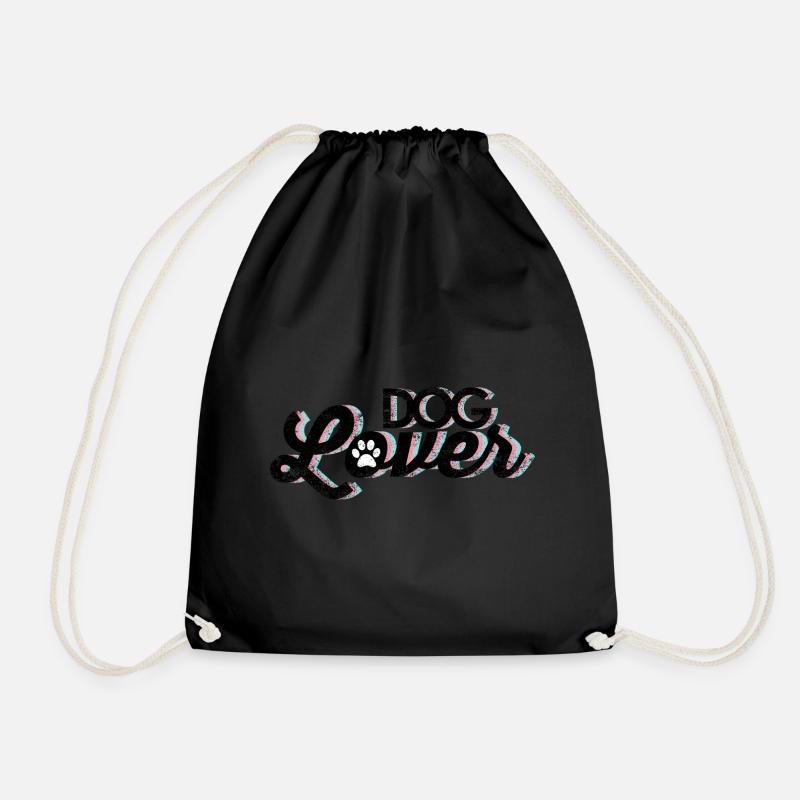 Dog Love Dog Friends Gift Idea - Drawstring Bag - black