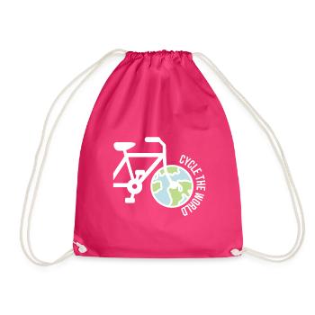 Voyage dans le monde avec une idée de cadeau de vélo - Sac de sport léger - fuchsia - Devant