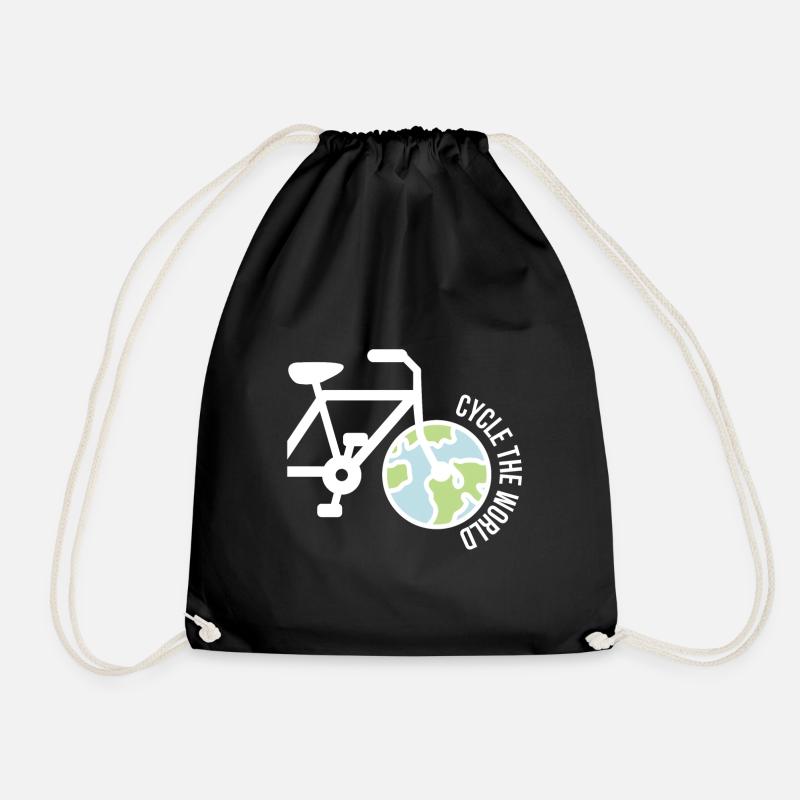 Bereise die Welt mit dem Fahrrad Geschenkidee - Turnbeutel - Schwarz