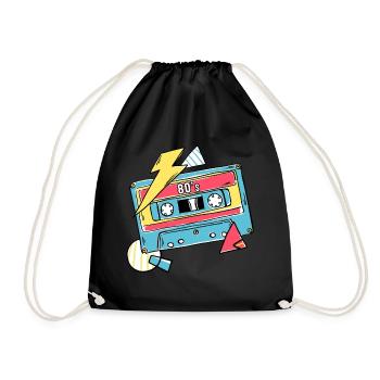Cassette Music 80s Gift Pop Style Gift Idea - Drawstring Bag - black - Front