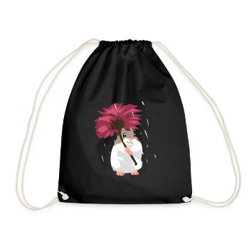 Hamster dandelion gift - Drawstring Bag - black - Front