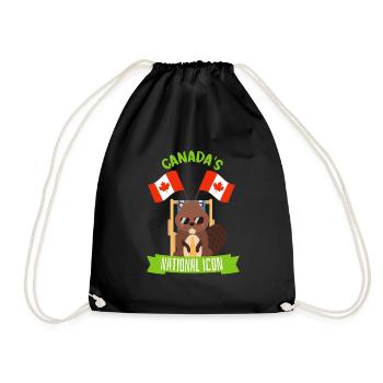Kanada Wahrzeichen Ahorn swag Geschenk Biber Bier - Turnbeutel - Schwarz - Vorne