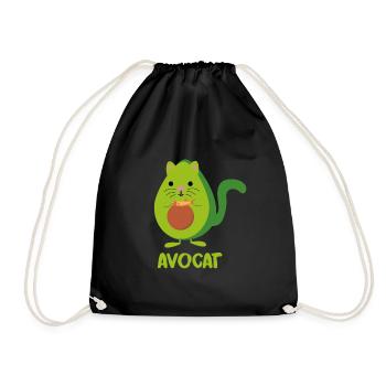 Avocado Katze Kätzchen Fisch gesund Geschenkidee - Turnbeutel - Schwarz - Vorne