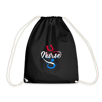 Nurse stethoscope job job gift - Drawstring Bag - black - Front