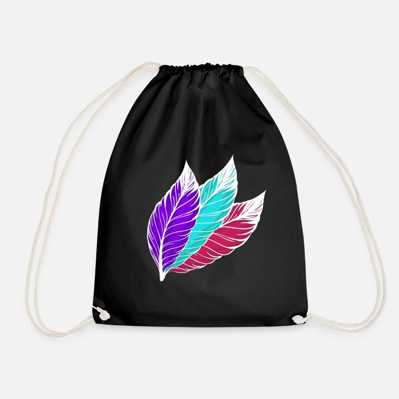 Feathers colorful white - Drawstring Bag - black