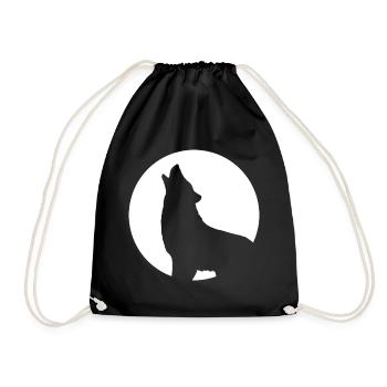 Howling wolf moon full moon night - Drawstring Bag - black - Front
