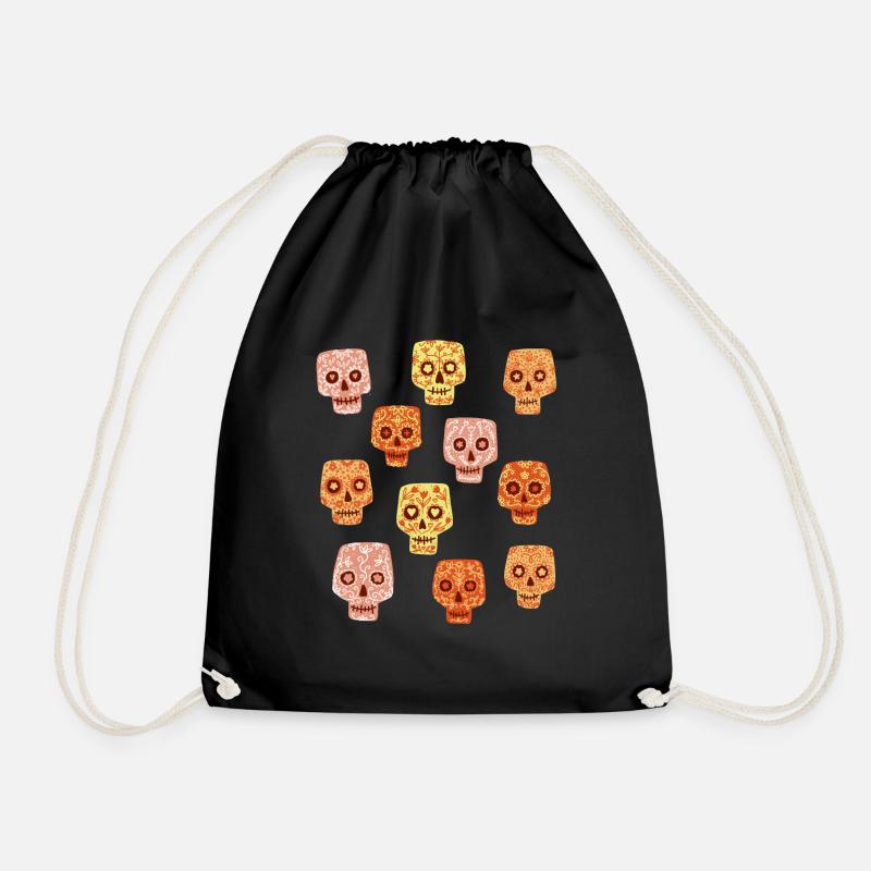 Dia de los Muertos Skull - Drawstring Bag - black
