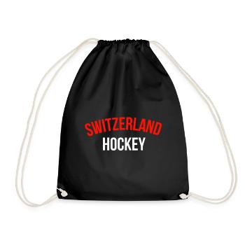 Hockey Eishockey Wintersport Sport Fan Schweiz - Turnbeutel - Schwarz - Vorne
