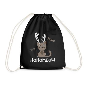 HohoMeow - Chat de Noël Idée cadeau Christmas - Sac de sport léger - noir - Devant