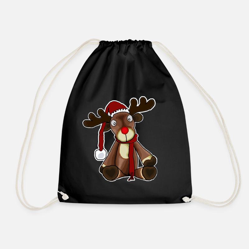 Rentier Weihnachtsmann Weihnachtsrentier Rudolf - Turnbeutel - Schwarz