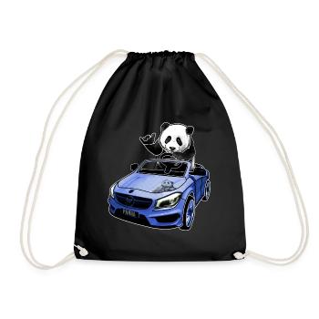 panda im auto geschenkidee - Turnbeutel - Schwarz - Vorne