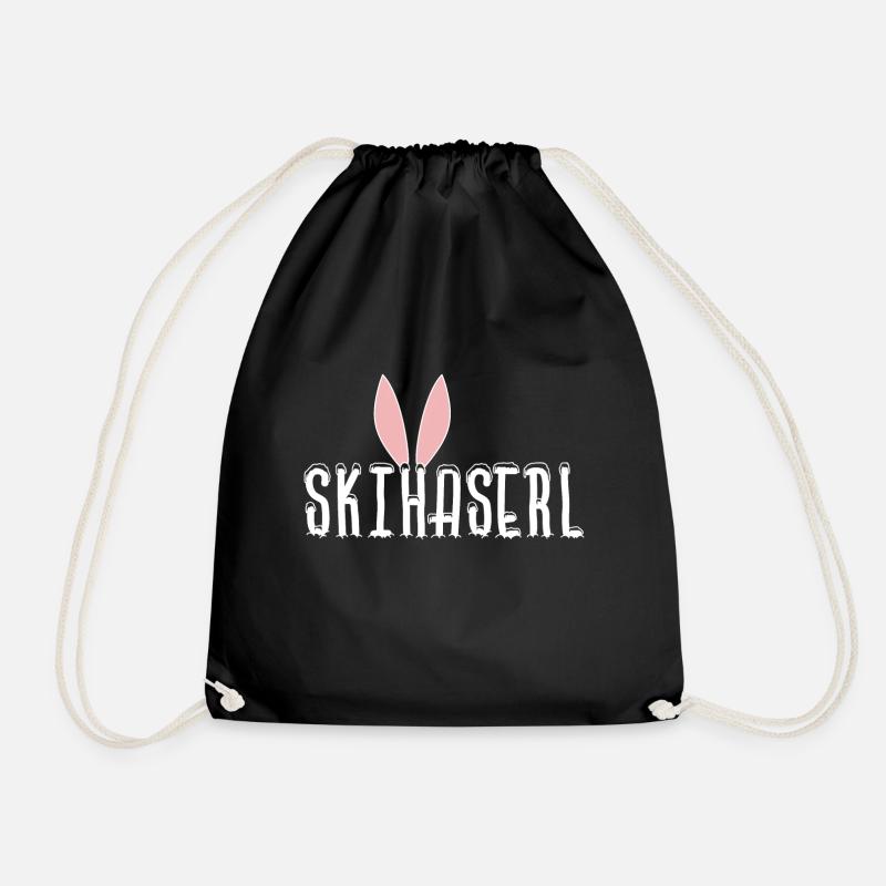 Skihaserl Skihase mit Öhrchen - Turnbeutel - Schwarz