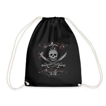 Jolly Roger Skull Pirate Paint Splatter - Drawstring Bag - black - Front